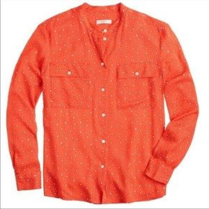 J.Crew Silk Star Print Button Down Blouse Top Size 2